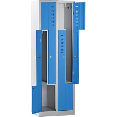 Armadio guardaroba in Z basic - 2 scomparti, 4 ante, Blu chiaro / Grigio chiaro - Armadio Armadio guardaroba in Z basic - 2 scomparti, 4 ante, Blu chiaro / Grigio chiaro - Armadio