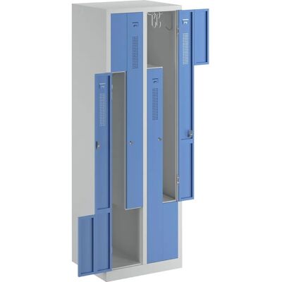 Armadio guardaroba in Z basic - 2 scomparti, 4 ante, Blu chiaro / Grigio chiaro - Armadio Armadio guardaroba in Z basic - 2 scomparti, 4 ante, Blu chiaro / Grigio chiaro - Armadio