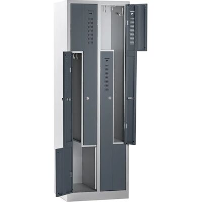 Armadio guardaroba eurokraft basic - 590mm, 2 scomparti, grigio Armadio guardaroba eurokraft basic - 590mm, 2 scomparti, grigio