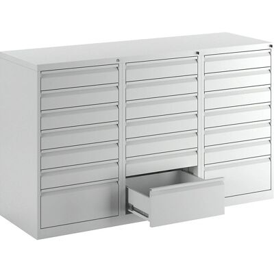 Armadio a cassetti in acciaio Eurokraft basic - 21 Cassetti - Grigio Chiaro Armadio a cassetti in acciaio Eurokraft basic - 21 Cassetti - Grigio Chiaro