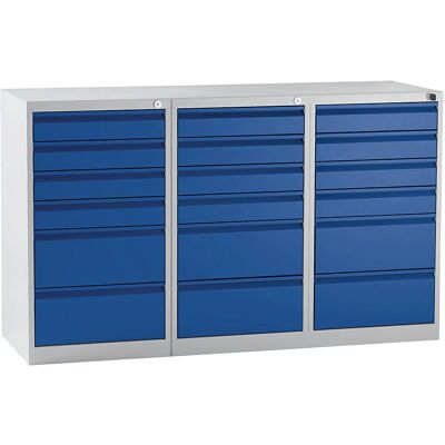 Eurokraft basic Stahl-Schubladenschrank - Blau, 900 x 1500 mm - Aufbewahrungsschrank Eurokraft basic Stahl-Schubladenschrank - Blau, 900 x 1500 mm - Aufbewahrungsschrank
