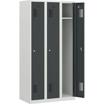 Armadio guardaroba eurokraft basic - 3 scomparti, 900mm di larghezza Armadio guardaroba eurokraft basic - 3 scomparti, 900mm di larghezza