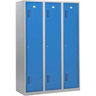 Eurokraft Basic ARMOIRE AMSTERDAM - 3 Compartiments, Bleu Clair - Publicité Eurokraft Basic ARMOIRE AMSTERDAM - 3 Compartiments, Bleu Clair - Publicité