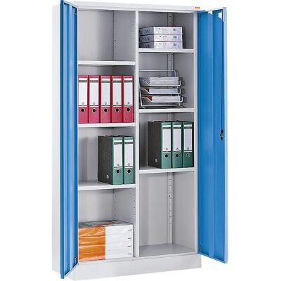 Armario de acero eurokraft basic - 6 estantes - Gris claro / Azul claro Armario de acero eurokraft basic - 6 estantes - Gris claro / Azul claro