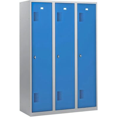 Armadio Eurokraft Basic - 3 scomparti, grigio chiaro, porte blu - Armadio Armadio Eurokraft Basic - 3 scomparti, grigio chiaro, porte blu - Armadio