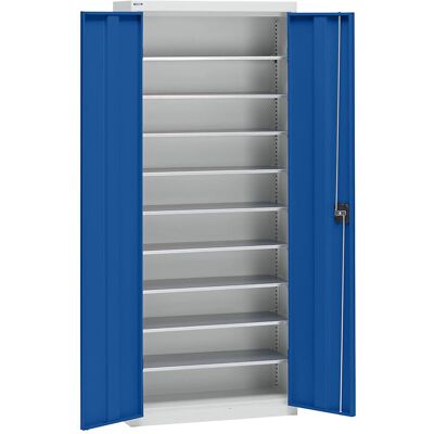 Eurokraft Pro Stahl Schrank - 1575 mm, Hellgrau / Cyanblau, 9 Regale Eurokraft Pro Stahl Schrank - 1575 mm, Hellgrau / Cyanblau, 9 Regale