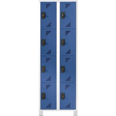 Armario de almacenamiento de acero con cerradura y 8 compartimentos - Gris claro y azul Armario de almacenamiento de acero con cerradura y 8 compartimentos - Gris claro y azul