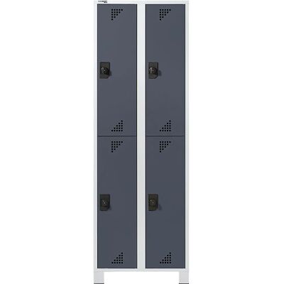 EUROKRAFTpro Kleiderschrank - 4 Fächer, Hellgrau / Anthrazit EUROKRAFTpro Kleiderschrank - 4 Fächer, Hellgrau / Anthrazit