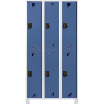 EUROKRAFTpro Kleiderschrank - Stahl, Hellgrau & Blau, 6 Fächer EUROKRAFTpro Kleiderschrank - Stahl, Hellgrau & Blau, 6 Fächer