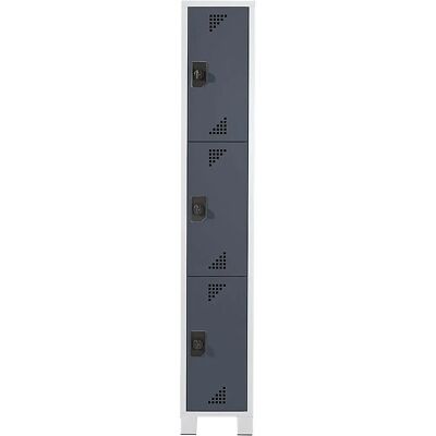 Armario Eurokraft - 3 compartimentos, con cerradura, gris claro y antracita Armario Eurokraft - 3 compartimentos, con cerradura, gris claro y antracita