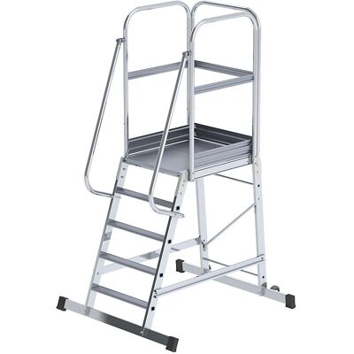 Escalera de plataforma de aluminio Eurokraft pro - Un lado - 5 peldaños Escalera de plataforma de aluminio Eurokraft pro - Un lado - 5 peldaños