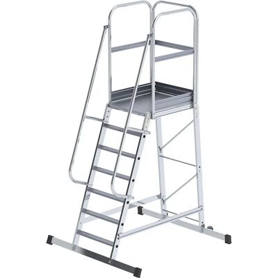 Scala con piattaforma in alluminio Eurokraft pro - 7 gradini, mobile Scala con piattaforma in alluminio Eurokraft pro - 7 gradini, mobile