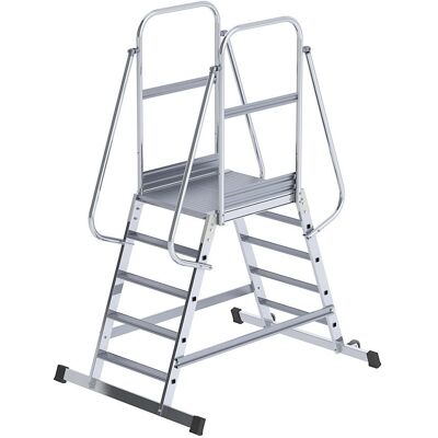 Escalera de plataforma de aluminio eurokraft pro - 2x5 peldaños Escalera de plataforma de aluminio eurokraft pro - 2x5 peldaños