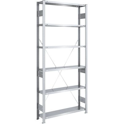 EUROKRAFTpro Verzinktes Lagerregal - 2500mm Höhe, 6 Böden, Stahl EUROKRAFTpro Verzinktes Lagerregal - 2500mm Höhe, 6 Böden, Stahl