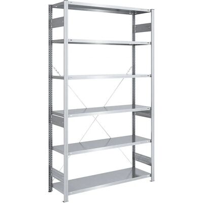Estantería pesada Eurokraft - 2500mm H, 1300x500mm - Galvanizado Estantería pesada Eurokraft - 2500mm H, 1300x500mm - Galvanizado