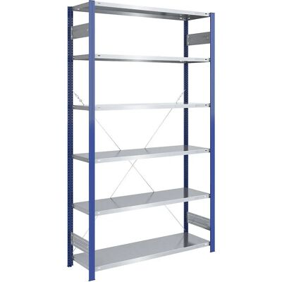 Estantería de almacén azul galvanizada - Eurokraft Estantería de almacén azul galvanizada - Eurokraft
