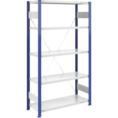 Estantería ajustable Eurokraft Pro - Básica, Gris claro, Poste azul Estantería ajustable Eurokraft Pro - Básica, Gris claro, Poste azul