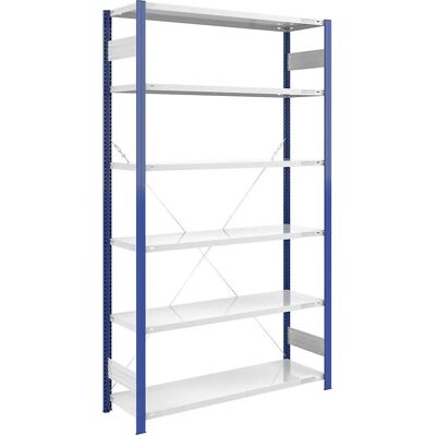 EUROKRAFTpro Lagerregal - 2500x1300mm, Hellgrau, Blau EUROKRAFTpro Lagerregal - 2500x1300mm, Hellgrau, Blau