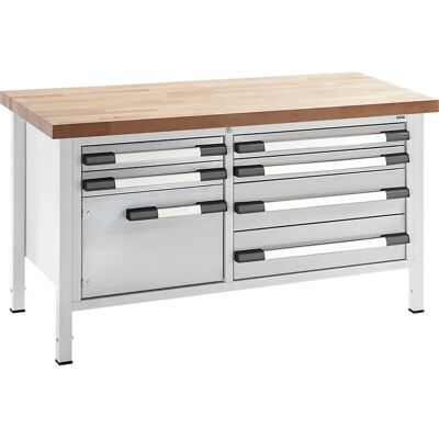 Eurokraft pro Mesa de trabajo ajustable en altura - 6 cajones, 1 puerta Eurokraft pro Mesa de trabajo ajustable en altura - 6 cajones, 1 puerta