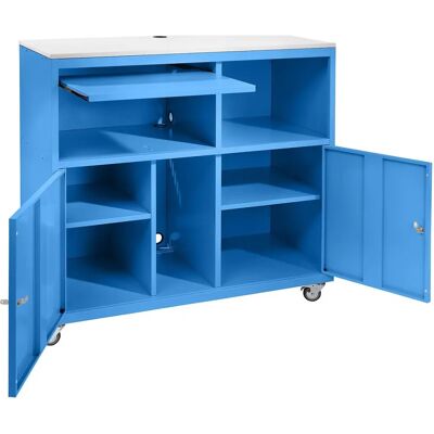 Eurokraft Basic Mobiler PC-Schreibtisch - PC Pult, Mobil, 1184x1180x590 mm, Hellblau RAL 5012 Eurokraft Basic Mobiler PC-Schreibtisch - PC Pult, Mobil, 1184x1180x590 mm, Hellblau RAL 5012