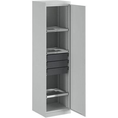 Armario de almacenamiento eurokraft pro - 3 estantes ajustables, 3 cajones, gris Armario de almacenamiento eurokraft pro - 3 estantes ajustables, 3 cajones, gris