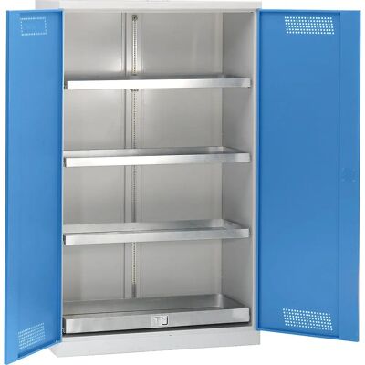 Armario de almacenamiento químico Eurokraft pro - Azul claro - 3 bandejas extraíbles Armario de almacenamiento químico Eurokraft pro - Azul claro - 3 bandejas extraíbles