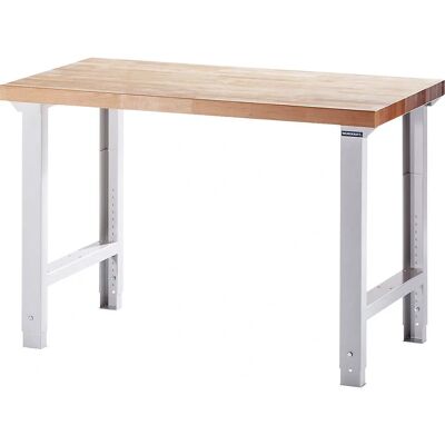 Eurokraft Pro Serie 7000 - Modulares Arbeitstisch - Buchenholz, Stahl, 1250x700mm Eurokraft Pro Serie 7000 - Modulares Arbeitstisch - Buchenholz, Stahl, 1250x700mm