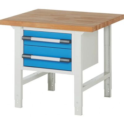 Banco da lavoro Serie 7000 Eurokraft Pro - Sistema modulare, 2 cassetti, blu chiaro RAL 5012 Banco da lavoro Serie 7000 Eurokraft Pro - Sistema modulare, 2 cassetti, blu chiaro RAL 5012