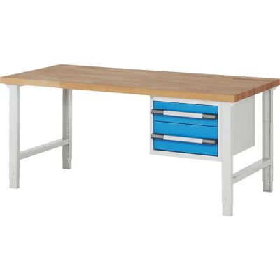 Banco da lavoro Serie 7000 Eurokraft pro - Modulare, 2 Cassetti, 2000x900mm, Azzurro Chiaro Banco da lavoro Serie 7000 Eurokraft pro - Modulare, 2 Cassetti, 2000x900mm, Azzurro Chiaro