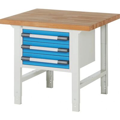 Banco da lavoro modulare Eurokraft Pro - Blu chiaro - 3 cassetti Banco da lavoro modulare Eurokraft Pro - Blu chiaro - 3 cassetti