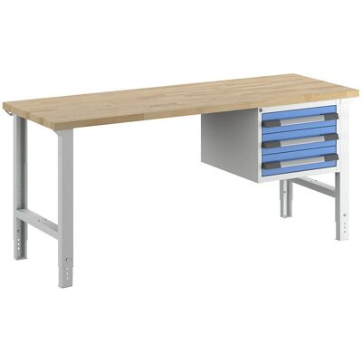 Banco da lavoro Eurokraft pro - 3 cassetti, Azzurro, Sistema modulare Banco da lavoro Eurokraft pro - 3 cassetti, Azzurro, Sistema modulare