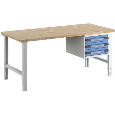 Eurokraft pro Werkbank - Modular, Blau, 3 Schubladen - Arbeitsfläche 2000x900mm Eurokraft pro Werkbank - Modular, Blau, 3 Schubladen - Arbeitsfläche 2000x900mm