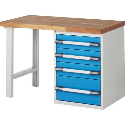 Banco da lavoro modulare Eurokraft Pro - 4 cassetti - Azzurro chiaro RAL 5012 Banco da lavoro modulare Eurokraft Pro - 4 cassetti - Azzurro chiaro RAL 5012