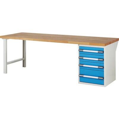 Eurokraft Pro Werkbank - 4 Schubladen, Modular, 2500x900mm Eurokraft Pro Werkbank - 4 Schubladen, Modular, 2500x900mm