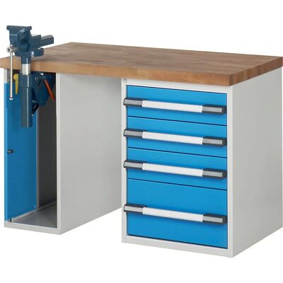 Eurokraft pro Werkbank - Modularsystem, 4 Schubladen, Hellblau Eurokraft pro Werkbank - Modularsystem, 4 Schubladen, Hellblau