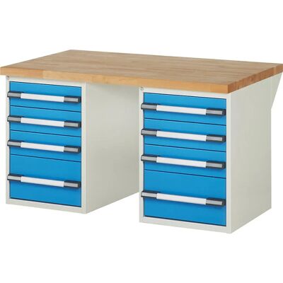 Eurokraft Pro Modulares Arbeitstisch - 8 Schubladen, 1500x900mm, Blau Eurokraft Pro Modulares Arbeitstisch - 8 Schubladen, 1500x900mm, Blau