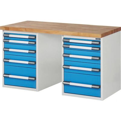 Banco de trabajo modular eurokraft pro - 10 cajones - Azul claro RAL 5012 Banco de trabajo modular eurokraft pro - 10 cajones - Azul claro RAL 5012