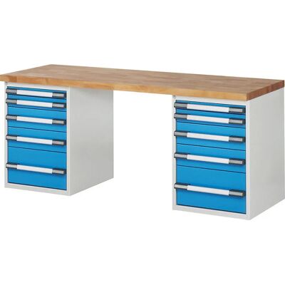 Banco da lavoro Eurokraft Pro - Sistema modulare con 10 cassetti 2000x700mm Banco da lavoro Eurokraft Pro - Sistema modulare con 10 cassetti 2000x700mm