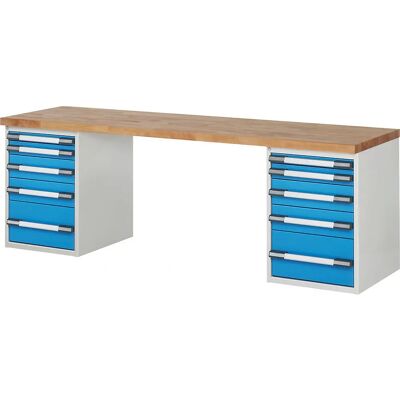 Eurokraft Pro Arbeitstische - Modulares System, 10 Schubladen - Hellblau RAL 5012 Eurokraft Pro Arbeitstische - Modulares System, 10 Schubladen - Hellblau RAL 5012