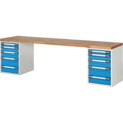 Banco da lavoro modulare Eurokraft Pro - 10 cassetti - Blu chiaro RAL 5012 Banco da lavoro modulare Eurokraft Pro - 10 cassetti - Blu chiaro RAL 5012