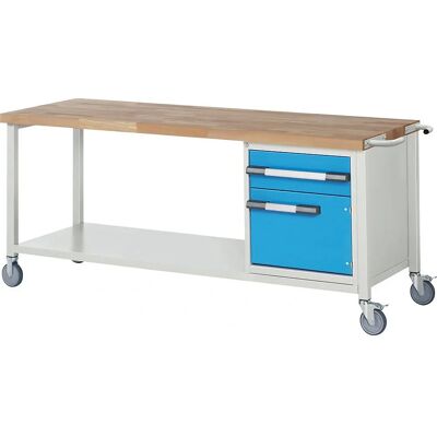 Eurokraft pro Mesa de trabajo móvil - Bastidor, Haya, Azul - Bancos de trabajo Eurokraft pro Mesa de trabajo móvil - Bastidor, Haya, Azul - Bancos de trabajo