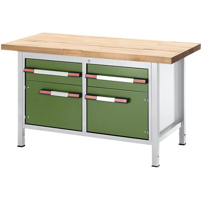 Banco de trabalho ajustável Eurokraftpro - 1500mm Cinza claro / Verde Banco de trabalho ajustável Eurokraftpro - 1500mm Cinza claro / Verde