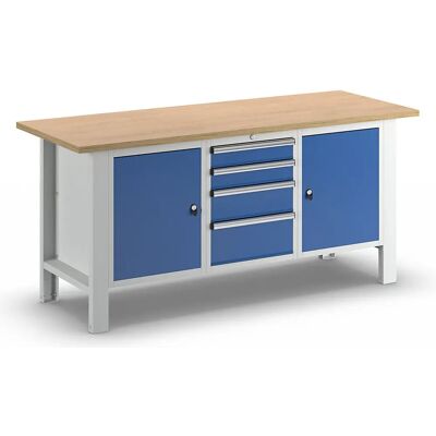 Banco da lavoro Eurokraft Basic - 1850mm, 4 cassetti, 2 ante, multiplex Banco da lavoro Eurokraft Basic - 1850mm, 4 cassetti, 2 ante, multiplex