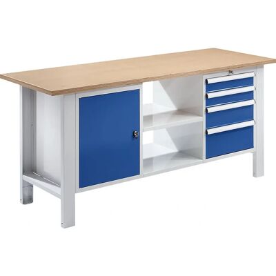 Banco da lavoro eurokraft basic - Sistema modulare, 1850mm, 4 cassetti, 1 porta Banco da lavoro eurokraft basic - Sistema modulare, 1850mm, 4 cassetti, 1 porta