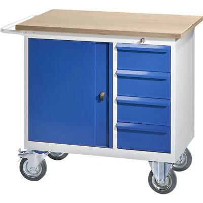 Banco de trabajo Eurokraft Pro - 950x590mm, Gris/Azul Banco de trabajo Eurokraft Pro - 950x590mm, Gris/Azul