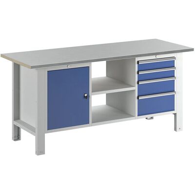 Banco de trabajo modular Eurokraft Basic - 1850mm, 4 cajones, Encimera de acero Banco de trabajo modular Eurokraft Basic - 1850mm, 4 cajones, Encimera de acero