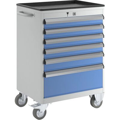 Gabinete móvil Eurokraft Pro - Acero, Gris Claro, 6 Cajones Gabinete móvil Eurokraft Pro - Acero, Gris Claro, 6 Cajones