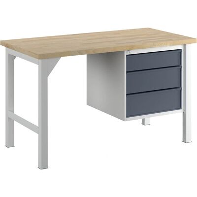 Banco de trabajo Kaiserkraft - Tapa de haya, 1500mm, 3 cajones Banco de trabajo Kaiserkraft - Tapa de haya, 1500mm, 3 cajones