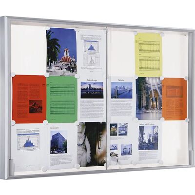 Vitrina Eurokraft Pro - Marco de aluminio, 8x DIN A4, Plata, Esquinas redondeadas Vitrina Eurokraft Pro - Marco de aluminio, 8x DIN A4, Plata, Esquinas redondeadas