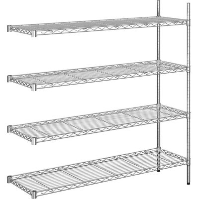 Estantería de malla de acero cromada - 4 baldas, 1220x460mm, 1370mm altura Estantería de malla de acero cromada - 4 baldas, 1220x460mm, 1370mm altura